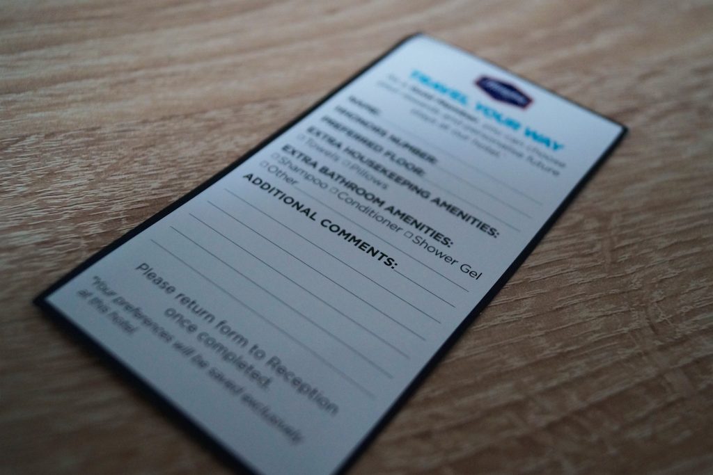 Hampton Glasgow Guest Preferences Card